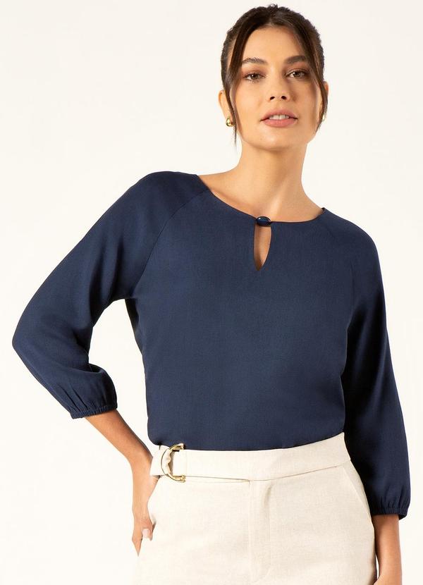 Principessa - Blusa Manga 7/8 em Viscose Marinho Iolanda