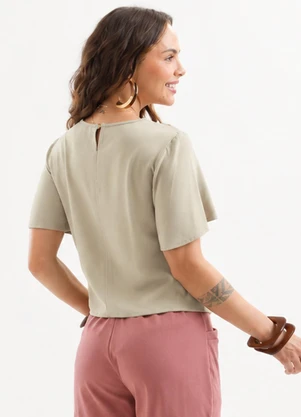 Cativa - Blusa Manga Ampla em Tecido Texturizado Marrom - CATIVA