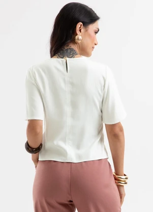 Cativa - Blusa Manga Ampla em Tecido Texturizado Off-White - CATIVA