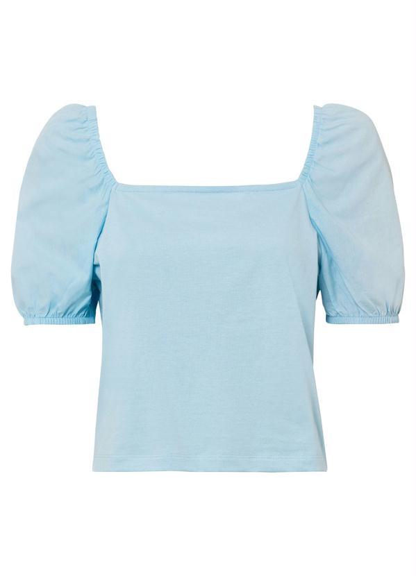 Queima Estoque - Blusa Manga Bufante Azul Claro 3