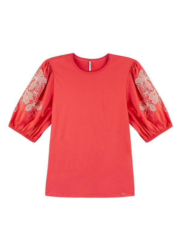Rezzato - Blusa Manga Bufante Estampada Adulto Vermelho