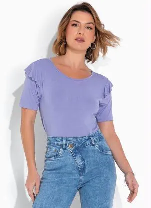 Queima Estoque - Blusa Manga com Babados Lilás - QUEIMA ESTOQUE