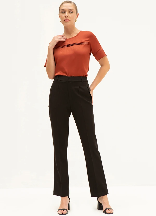 Principessa - Blusa Manga Curta Acetinada Ferrugem Raiany 3