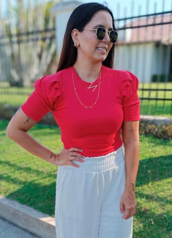 Nanas Clothes - Blusa Manga Curta Bufante Feminina Vermelho