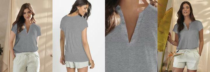 Blusa Manga Curta Cinza