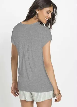 bonprix - Blusa Manga Curta Cinza - BONPRIX