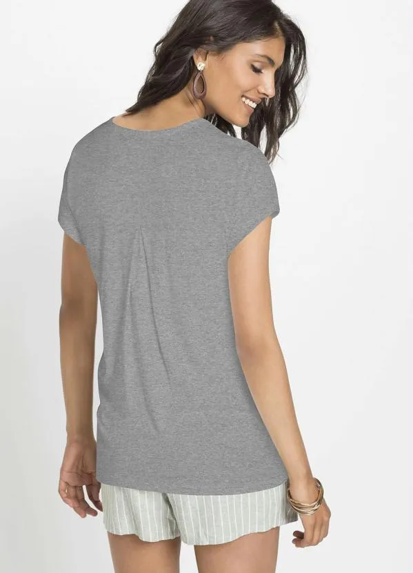 bonprix - Blusa Manga Curta Cinza 2