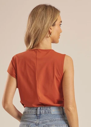 Doce Trama - Blusa Manga Curta com Aplique Orgânico Laranja - DOCE TRAMA