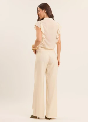 Doce Trama - Blusa Manga Curta com Babados Branco - DOCE TRAMA