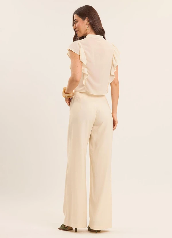 Doce Trama - Blusa Manga Curta com Babados Branco 2