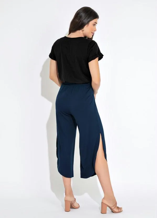 bonprix - Blusa Manga Curta com Babados Preta 4