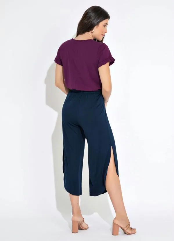 bonprix - Blusa Manga Curta com Babados Roxo Fúcsia 4