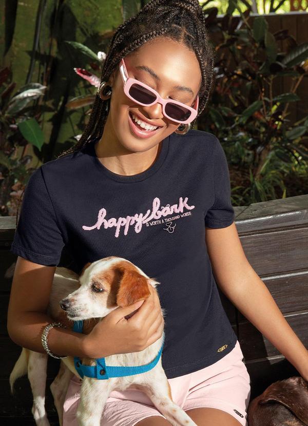 Bjoe - Blusa Manga Curta com Estampa Dogs Preto