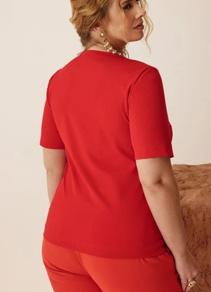 Elegance - Blusa Manga Curta com Forro Vermelho Spice - ELEGANCE