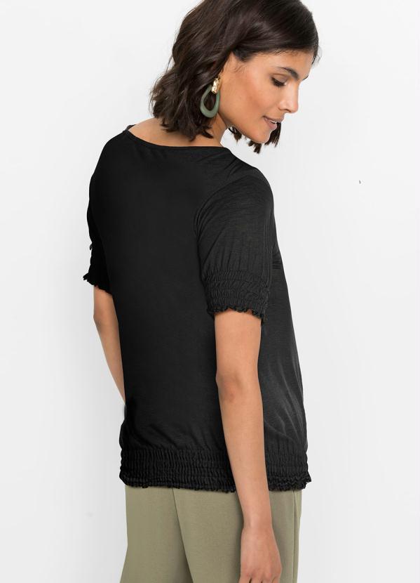 Outlet - Blusa Manga Curta com Lastex Preta 3
