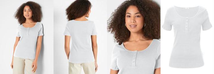 Blusa Manga Curta com Peitilho Branca