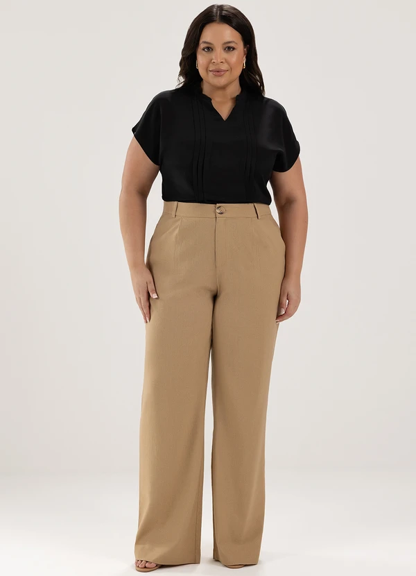 Principessa - Blusa Manga Curta com Pregas em Crepe Preto Neia 7