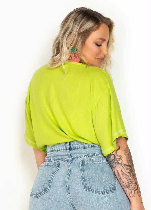 Colcci - Blusa Manga Curta de Viscose Verde 3