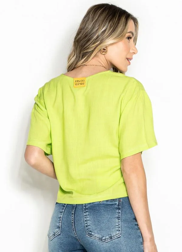 Colcci - Blusa Manga Curta de Viscose Verde 4