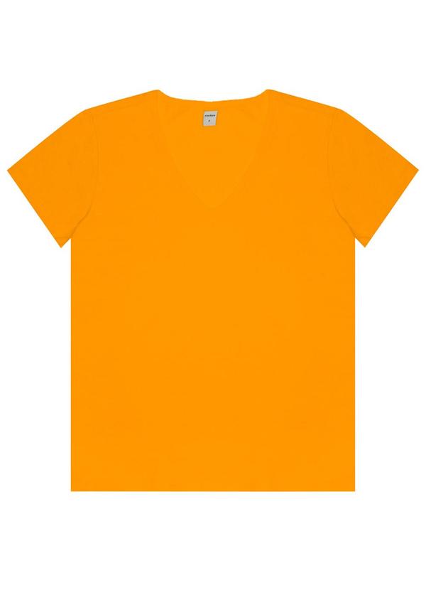 Rovitex - Blusa Manga Curta Decote V Amarelo