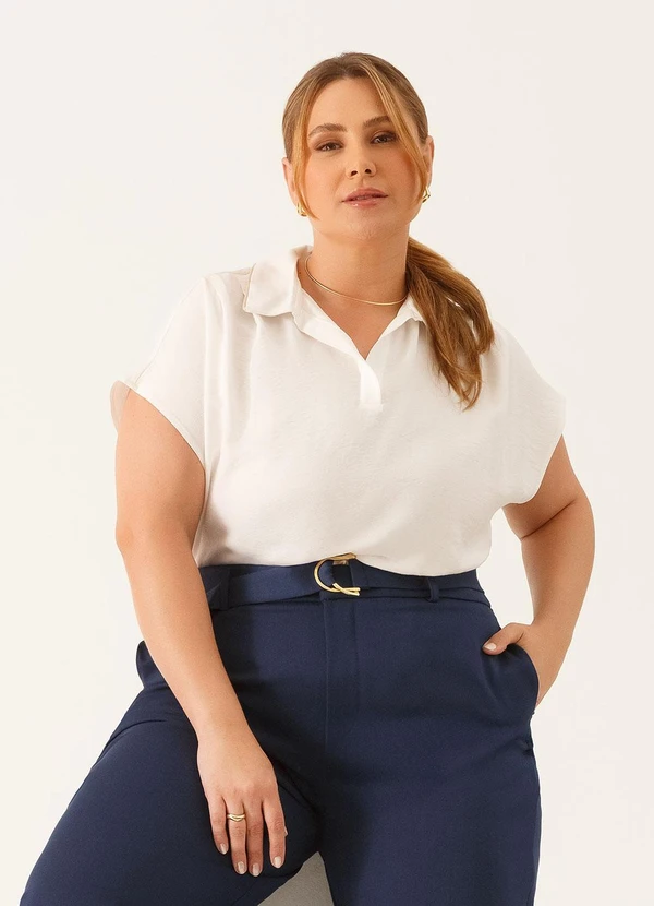 Principessa - Blusa Manga Curta Decote V Viviani Off White 7