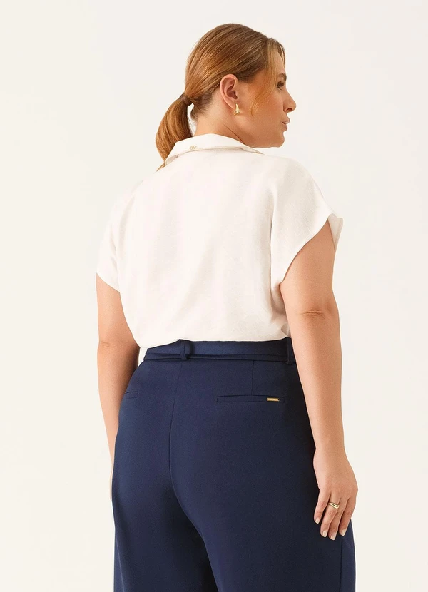 Principessa - Blusa Manga Curta Decote V Viviani Off White 8