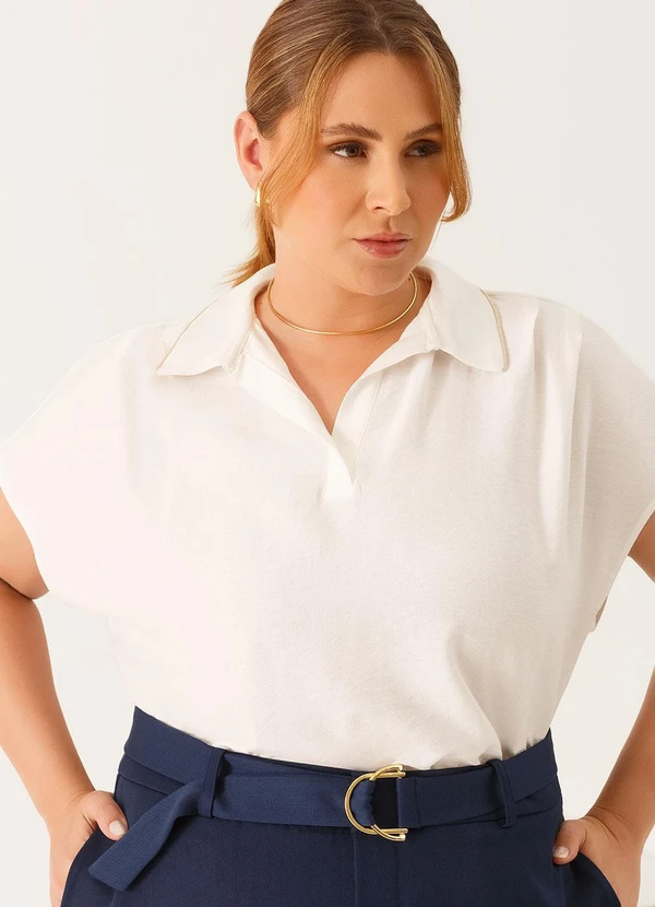 Principessa - Blusa Manga Curta Decote V Viviani Off White 9