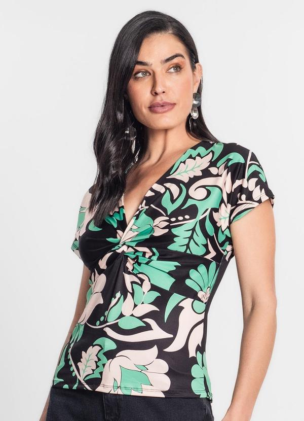 Rovitex - Blusa Manga Curta Detalhe de Nó Donna Bege