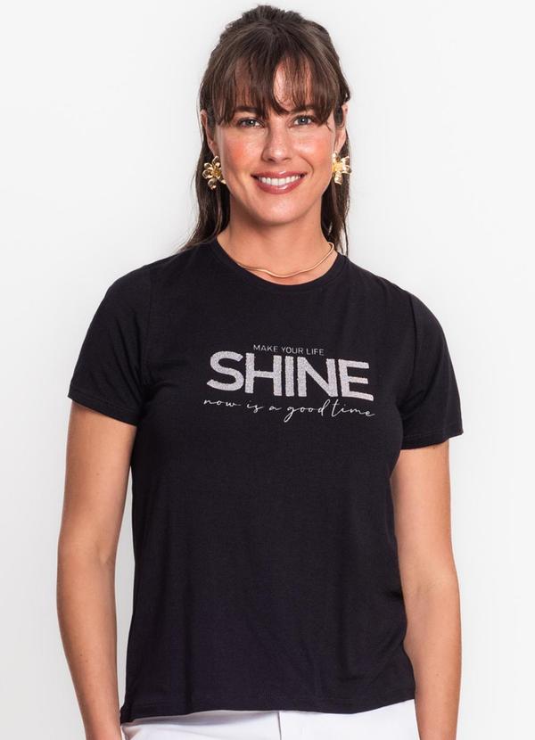 Rovitex - Blusa Manga Curta e Decote Redondo Preto