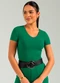 Cativa - Blusa Manga Curta em Canelado Rosa - variação: Verde