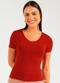 Cativa - Blusa Manga Curta em Canelado Rosa - variação: Vermelho
