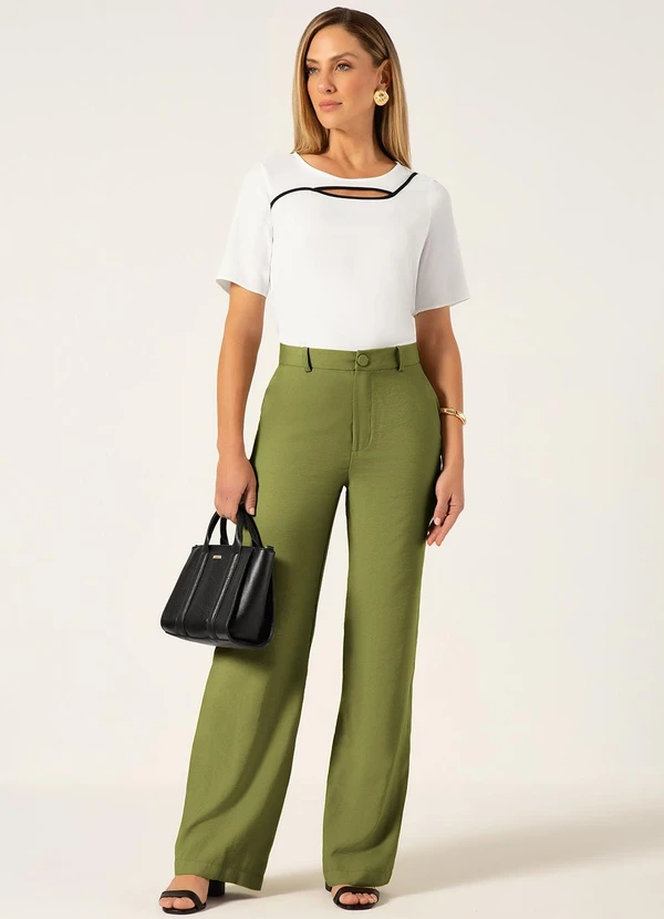 Principessa - Blusa Manga Curta em Crepe Off White Laurita 3