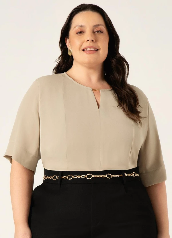 Principessa - Blusa Manga Curta em Crepe Nude Nadir 5