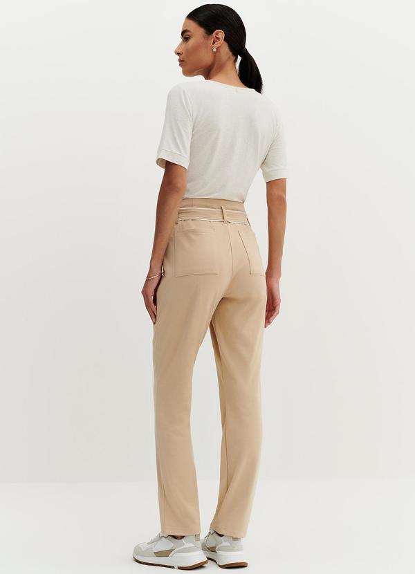 Principessa - Blusa Manga Curta em Malha com Linho Natural Karol Bege 4