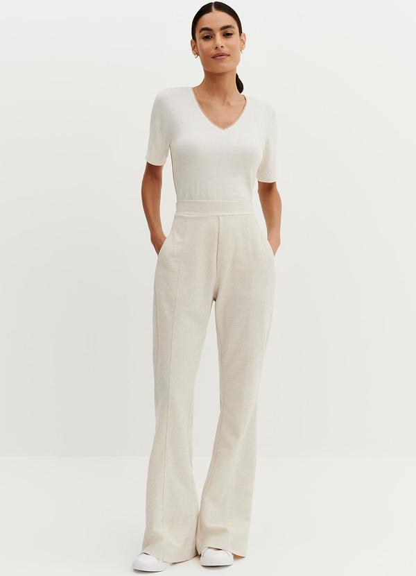 Principessa - Blusa Manga Curta em Malha com Linho Natural Karol Bege 6