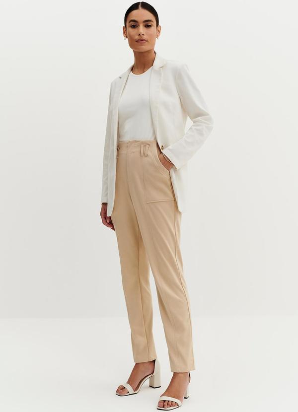 Principessa - Blusa Manga Curta em Malha com Linho Natural Karol Bege 8