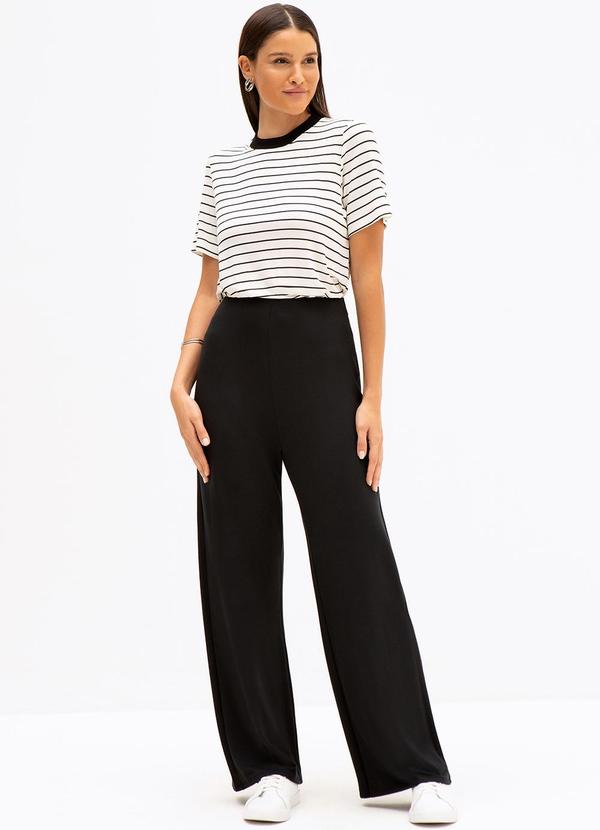 Principessa - Blusa Manga Curta em Malha Listrada Heidi Bege 3