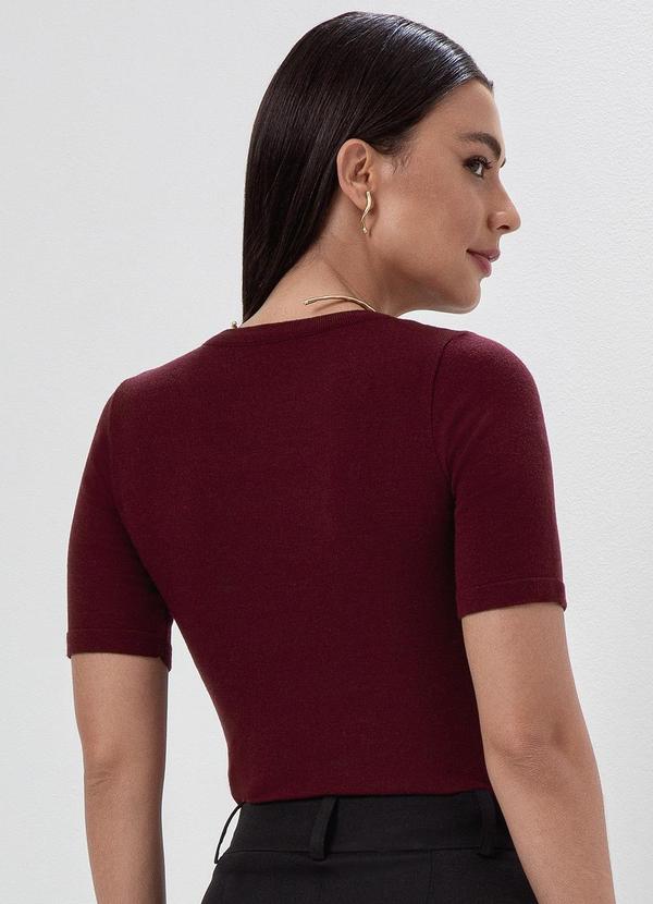 Principessa - Blusa Manga Curta em Tricot Bordô Tainara 2