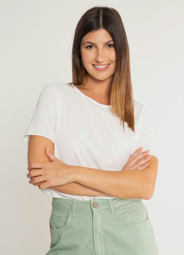 Lunender - Blusa Manga Curta em Viscose Básica Off White 1