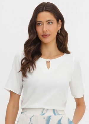 Principessa - Blusa Manga Curta em Viscose Off White Marli - PRINCIPESSA