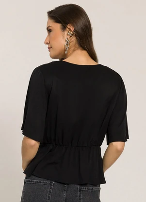Sofie - Blusa Manga Curta em Viscose Preto - SOFIE