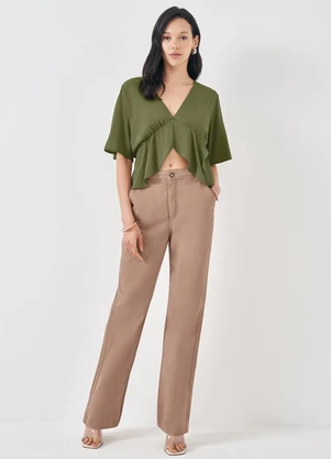 Sofie - Blusa Manga Curta em Viscose Verde - SOFIE