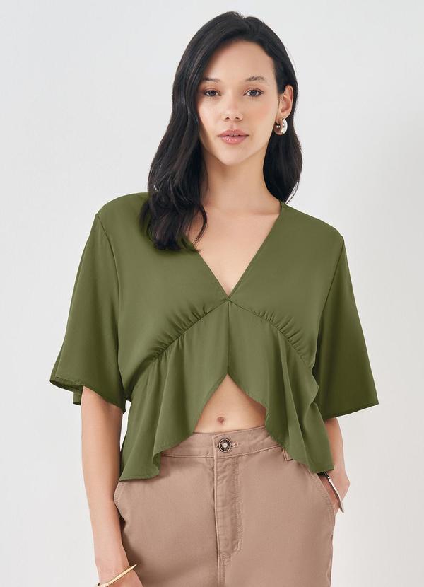 Sofie - Blusa Manga Curta em Viscose Verde