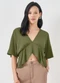 Sofie - Blusa Manga Curta em Viscose Vermelho - variação: Verde