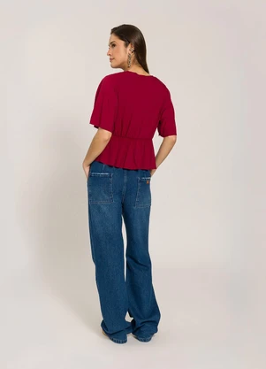Sofie - Blusa Manga Curta em Viscose Vermelho - SOFIE