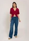 Sofie - Blusa Manga Curta em Viscose Vermelho - variação: Vermelho