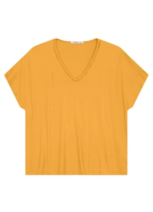 Secret Glam - Blusa Manga Curta em Viscotorcion Amarelo - SECRET GLAM