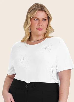 Secret Glam - Blusa Manga Curta em Viscotorcion Branco - SECRET GLAM