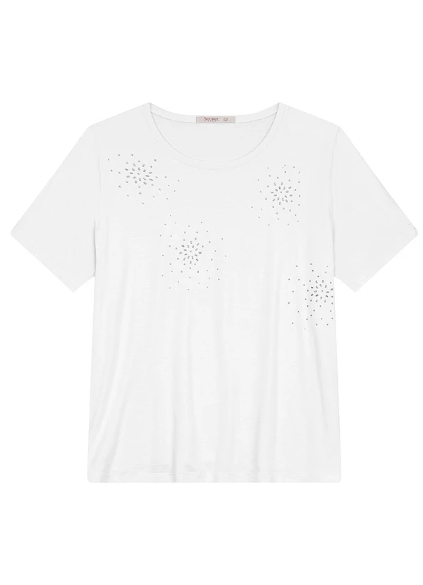 Secret Glam - Blusa Manga Curta em Viscotorcion Branco 3