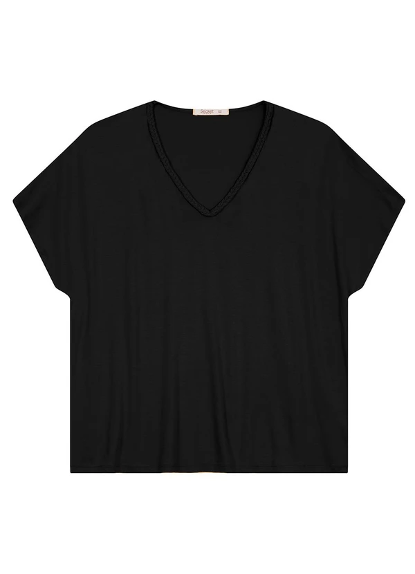 Secret Glam - Blusa Manga Curta em Viscotorcion Preto